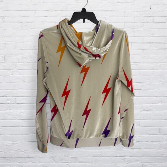 Aviator Nation Hoodie Womens XL Lightning Bolt Full Zip Velvet Jacket USA Velvet - Picture 2 of 12